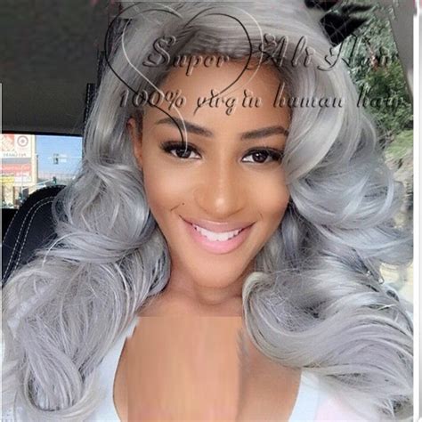 Sliver Grey Hair Lace Wig Brazilian Human Gray Full Lace Human Real