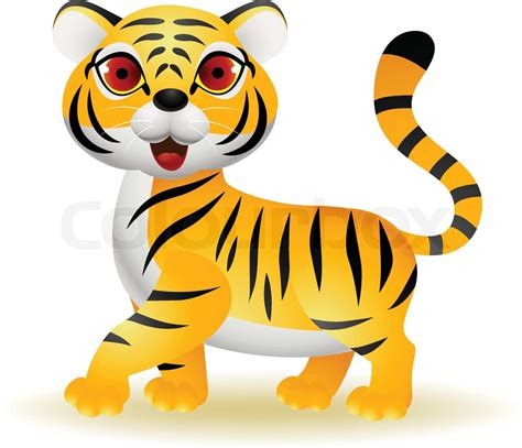 Funny Tiger Cartoon Stock Vector Colourbox