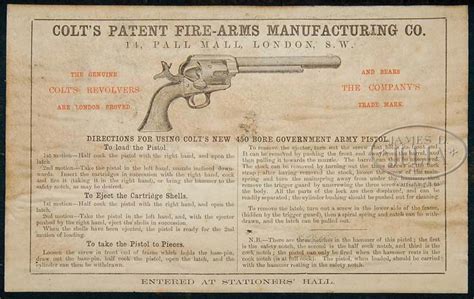 Colts Patent Firearms Manufacturing Company 14 Pall Mall London Sw