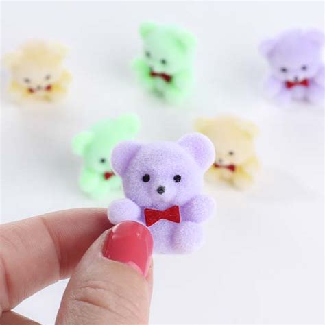 Miniature Pastel Flocked Teddy Bears Nursery Miniatures Dollhouse