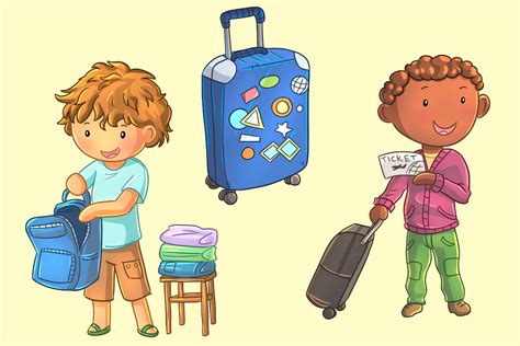 Kids Packing Clip Art Collection By Keepin It Kawaii Thehungryjpeg
