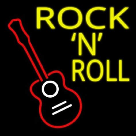 Rock N Roll With Guitar Handmade Art Neon Sign Neon Sign Usa Online