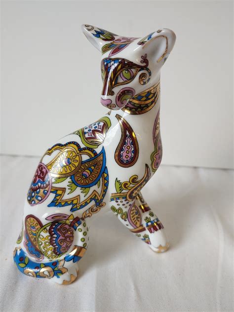 Paul Cardew Design Cool Catz Paisley Ceramic Cat Etsy