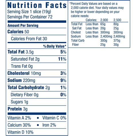 Kraft American Cheese Nutrition Label Labels Ideas
