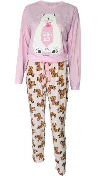 Pijama Feminino Inverno Longo Adulto Algodão Urso Elo7