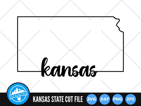 Kansas Outline With Text Svg Files Kansas Cut Files United Etsy