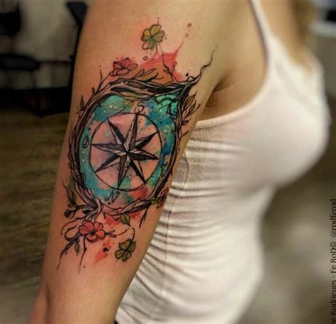 So Pretty Watercolor Compass Tattoo Sleeve Tattoos Tattoos