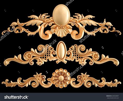 Golden Decorative Elements On Black Background Stock Photo 377984