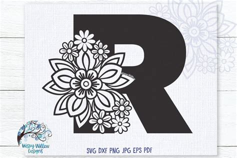 Floral Letter R Svg Cut File R Monogram With Flowers Svg 750261