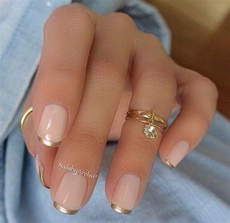 Gold French Manicure Gold Tip Nails Fancy Nails Pretty Nails Cute