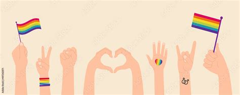 Collection Of Lgbtq Hands Community Symbols Clipart Isolated Hands