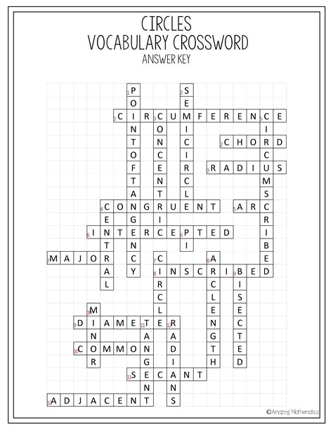 Select one or more questions using the checkboxes above each question. Circles Vocabulary Crossword | Math vocabulary, Geometry ...