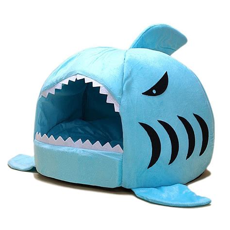 Shark Shape Pets Beds Warm Soft Dog Housepet Sleeping Bed With