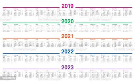 年 2019 2020 2021 2022 2023 月曆向量設計範本向量圖形及更多2019圖片 Istock