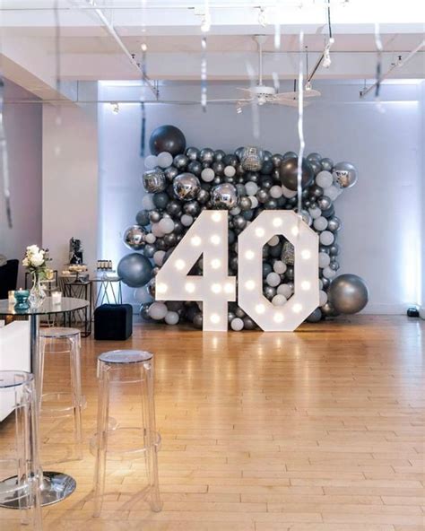 Navy Blue And Silver 40th Birthday Party 40th Party Decorations 40th