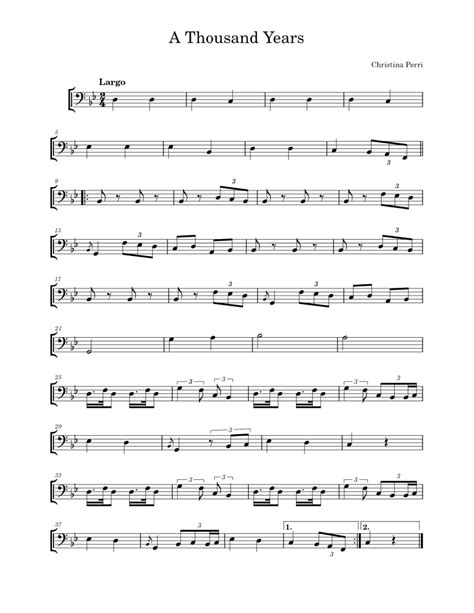 A Thousand Years Sheet Music For Cello Solo