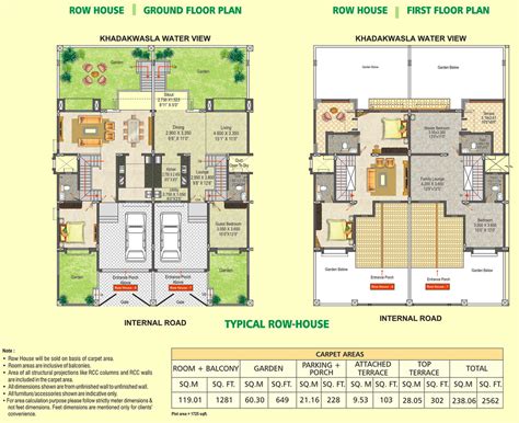 The best row house floor plans. Row House Floor Plan - DSK Meghmalhar Phase 2, 1 BHK & 2 B ...