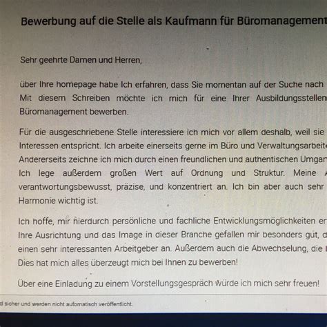 Bewerbung um eine ausbildungsstelle als koch. Was könnte ich an meiner Bewerbung genau verbessern oder ...