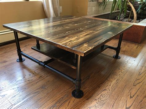 Reclaimed Wood Industrial Pipe Coffee Table With Shelf Etsy