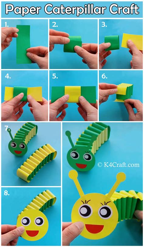 Make Paper Caterpillar Craft For Kids Pin • K4 Craft