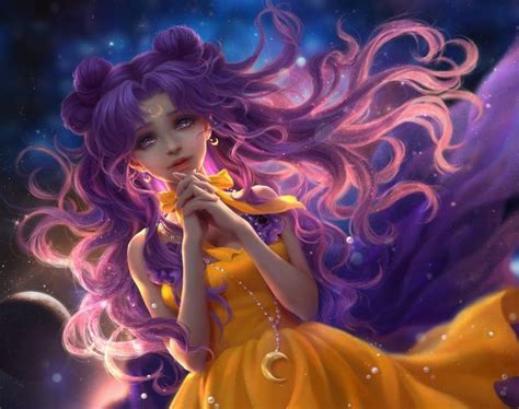 Sailor Moon Pink Hair On Space Planets Anime Art Sailor
