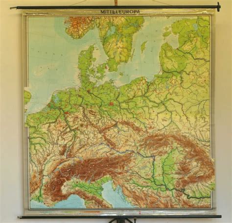 Beautiful Schulwandkarte Wall Map School Map Central Europe 1964 82 11