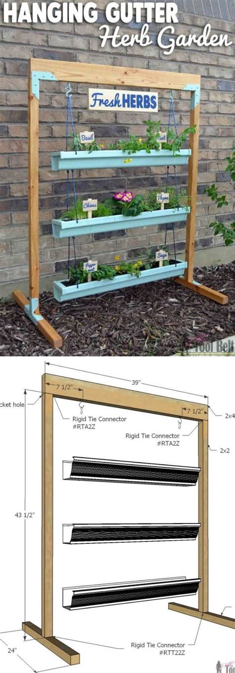 Hanging Gutter Herb Garden Herbs Garden Indoor Outdoor Herb Garden