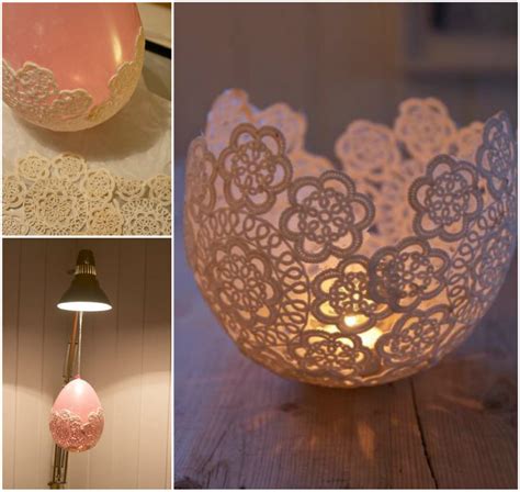 Lovely Doily Lace Candle Holder Tutorial Diy Tag