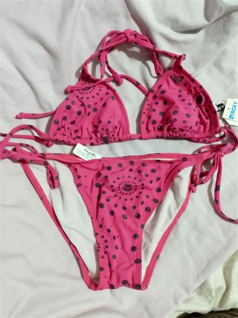 Roxy Hot Pink Glitter Polka Dots Women S Fashion Swimwear Bikinis