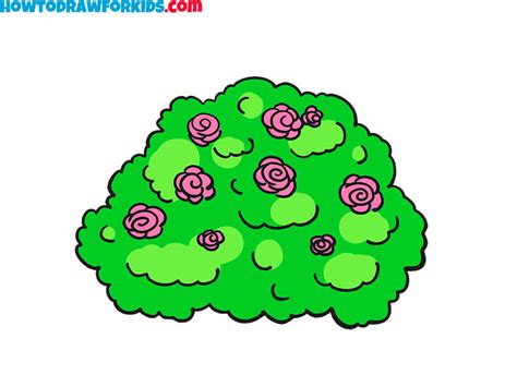 How To Draw A Rose Bush Easy Drawing Tutorial For Kids