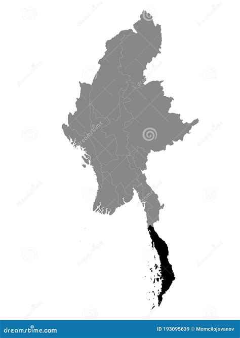 Location Map Of Tanintharyi Region Stock Vector Illustration Of