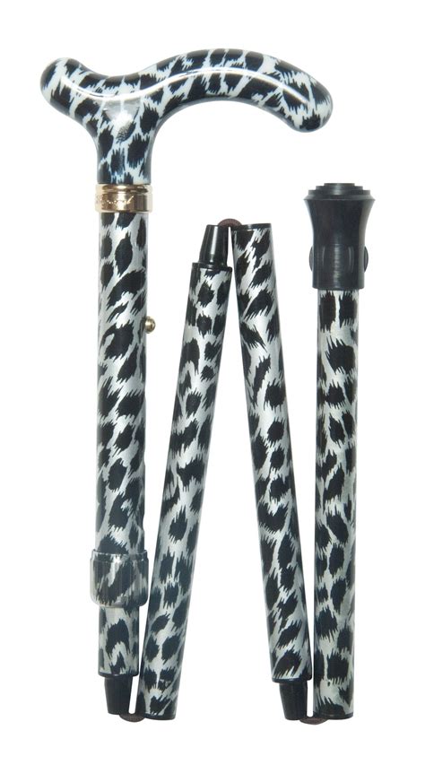 Petite Snow Leopard Print Folding Cane From Classic Canes 4652a