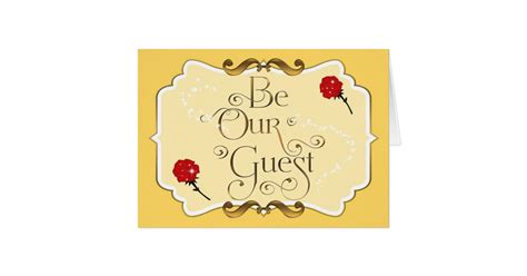 Be Our Guest Red Rose Yellow Elegant Folding Card Zazzle