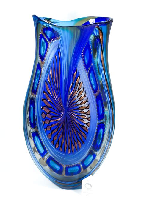 Versus Exclusive Venetian Glass Vase Engraved Murano Art Glass Made Murano Glass