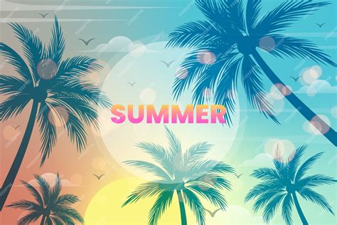Premium Vector Gradient Tropical Summer Background With Palm Trees