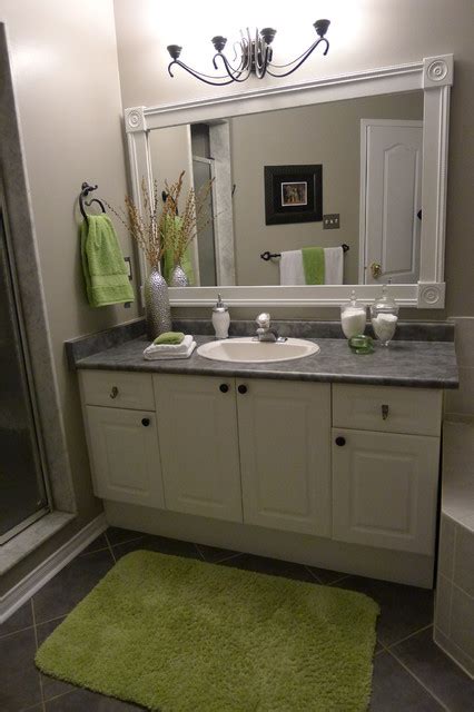 I guess a vanity table is a must for women. Bathroom Vanity with Custom Mirror Frame - Contemporary ...