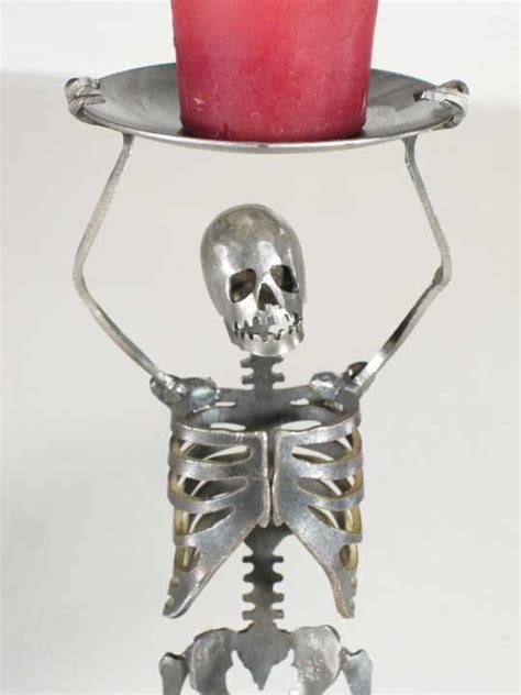 Zombie Skeleton Standing Holding Candle Holder Over Head Free