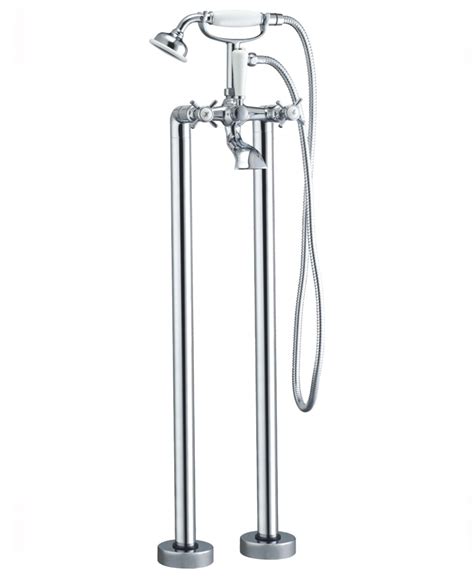 Edwardian Floor Standing Bath Shower Mixer With Hose And Handset