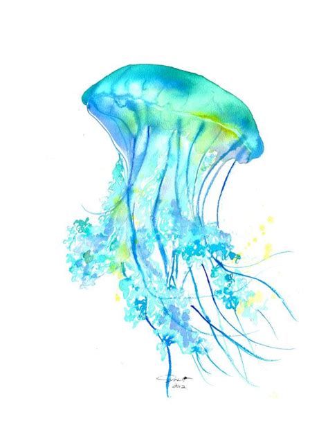 Original Watercolor Jellyfish Study No 4 Painting By Jessica Etsy