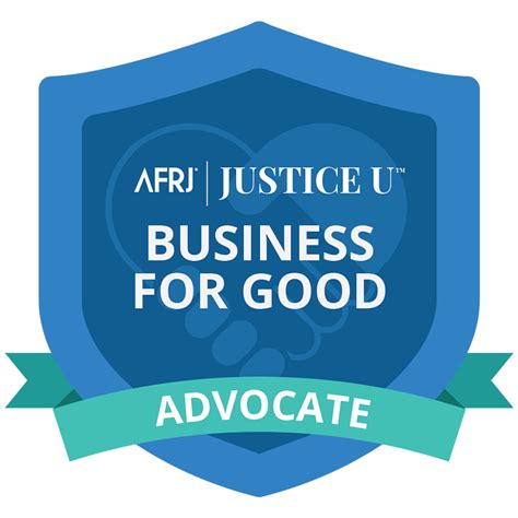 Business For Good Advocate Badge Afrj And Justice U Credly