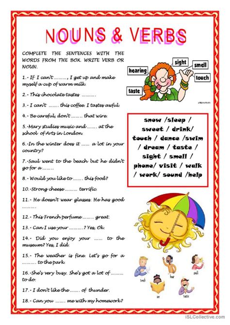 Nouns And Verbs English Esl Worksheets Pdf And Doc