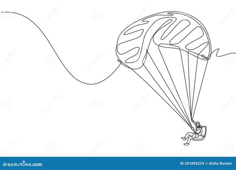 Single Continuous Line Drawing Of Young Tourist Man Flying With