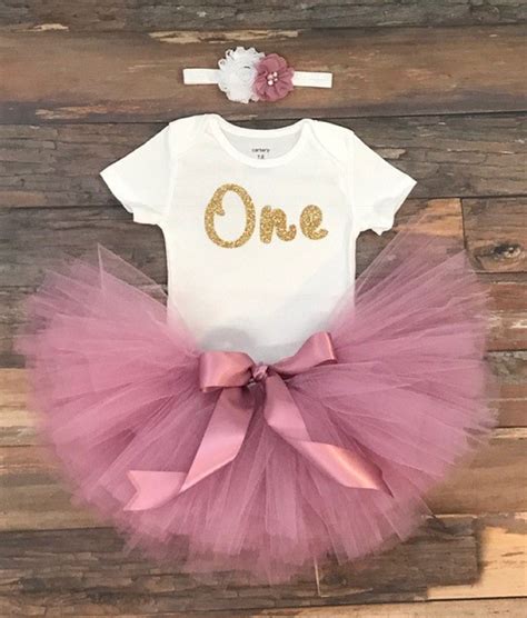Baby Girls First Birthday Outfit Girls Tutu Gold One Etsy In 2021