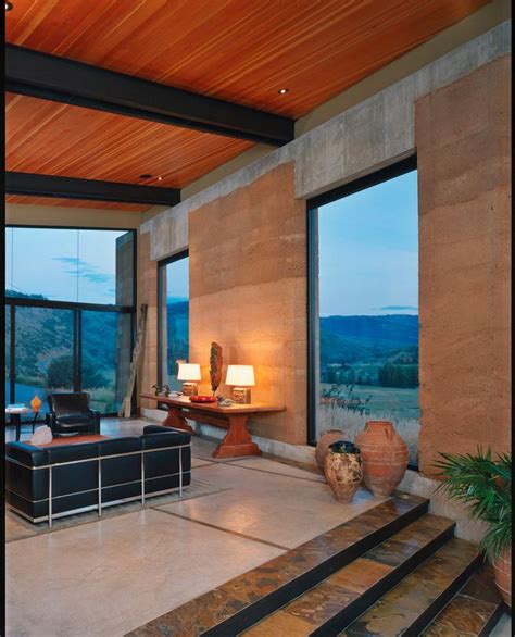 Contemporary Rammed Earth Homes With Mountain Views