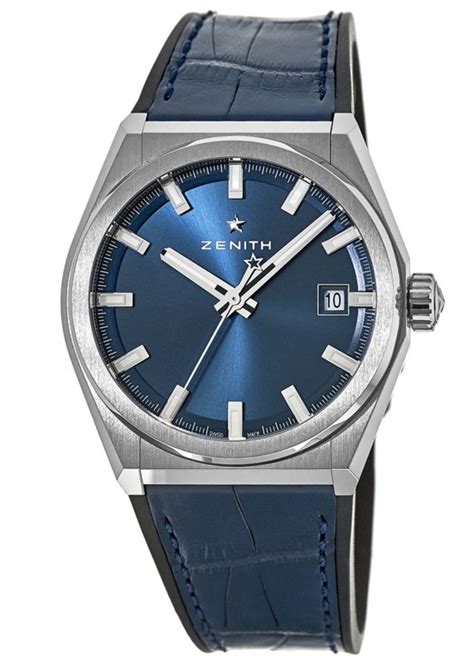 Zenith Defy Classic Blue Dial Blue Leather Strap Mens Watch 959000