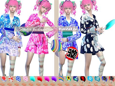 Japanese Yukata Aizome Sims 4 Accessories