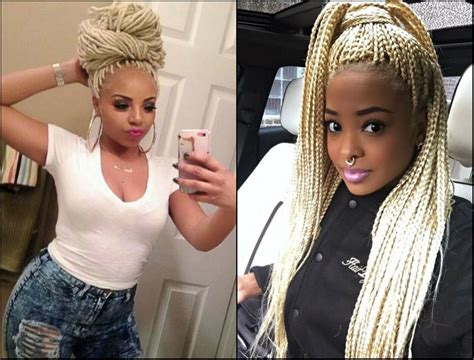Black Women Colourful Box Braids Hairstyles 2017