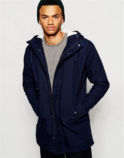Lyst Jack And Jones Parka With Borg Lining In Blue For Men