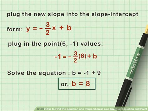 how to find the equation of a perpendicular line given an equation and point