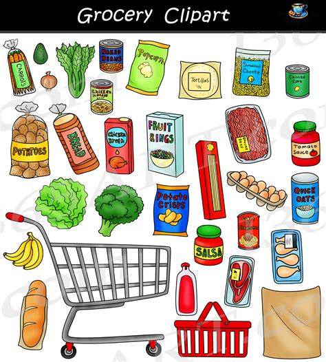 Grocery Shopping Cart Clipart Set Download Clipart 4 School